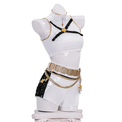 KPop Demon Hunters Rumi Cosplay Costume Black Gold Stage Costume Uniform Huntrix Performance Outfit Halloween Party Women Girls