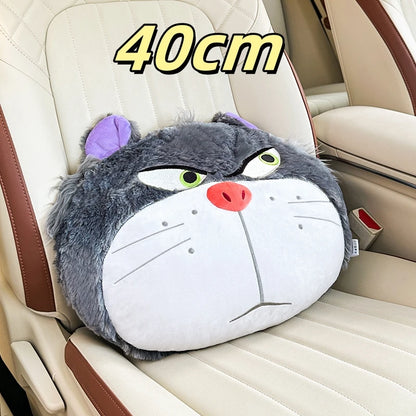 Disney Lucifer Cat Headrest Back Cushion For Car Seat Safety Belt Cover Huggable Pillow Stuffed Animal Grey Cat Plushies Gifts