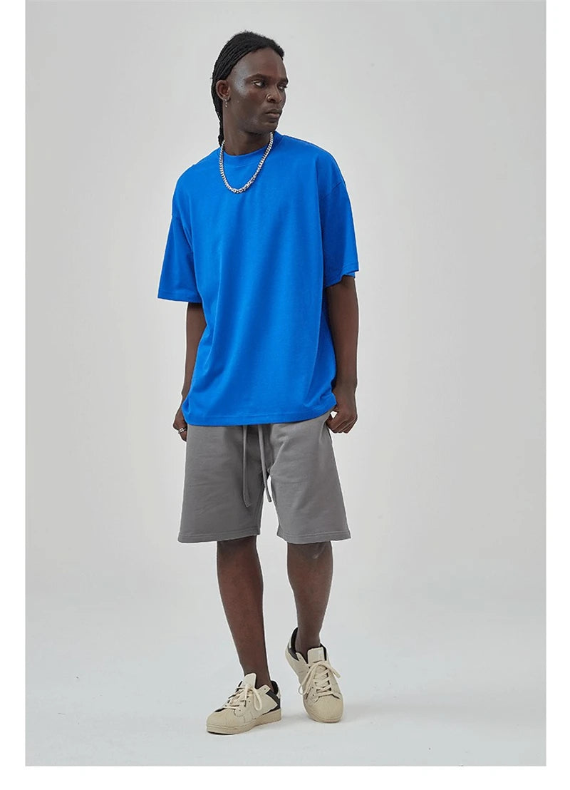 ZODF 2025 Spring Summer Men Solid 100% Cotton T-Shirts Unisex Women Loose 230gsm Noshrink Basic T Shirt Brand Tops HY0151