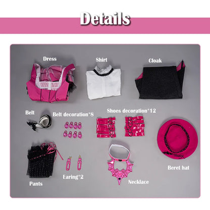 IN STOCK UWOWO Draculauraa Cosplay Costume Pink Suit Vampiree Female Little Devil Cosplay With Cape Hat Halloween Costumes Top