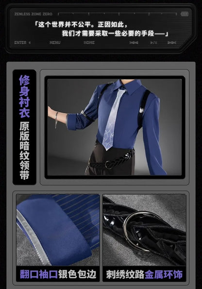 Zenless Zone Zero Hugo Cosplay Costume Wig Hat Mask Earrings Mockingbird New Eridu Hugo Vlad Ravenlock Halloween for Women Girls