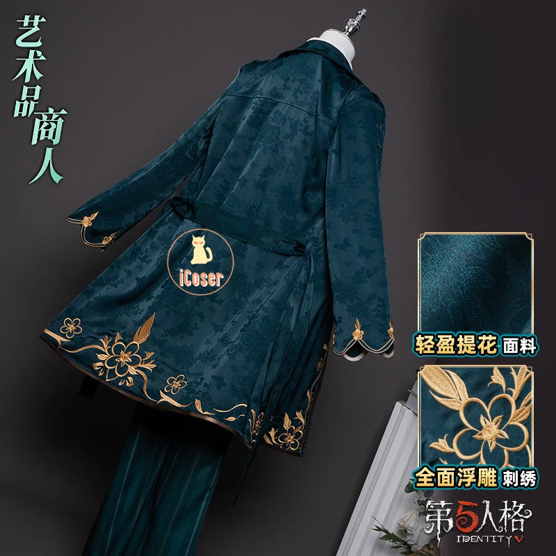 Identity V Art Dealer Cosplay Costume Wig Uniform Knight Richard Sterling Glasses Hat Roy Ramit Halloween Women Men Carnival Cos