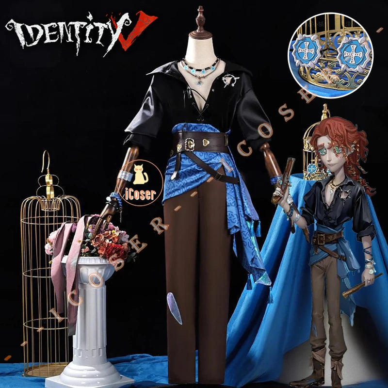 Identity V Clear Rationality Composer Cosplay Costume Wig Uniform Glasses Frederick Kreiburg Halloween for Women Men Carnival