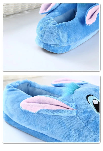 Disney Stitch Cotton Slipper Anime Cartoon Winter Warm Indoor Shoes Toys Plush Stuffed Home Slippers Woman Girl Christmas Gifts