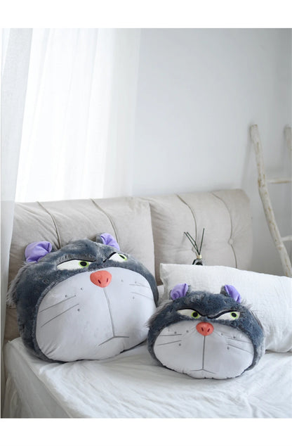 Disney Lucifer Cat Headrest Back Cushion For Car Seat Safety Belt Cover Huggable Pillow Stuffed Animal Grey Cat Plushies Gifts