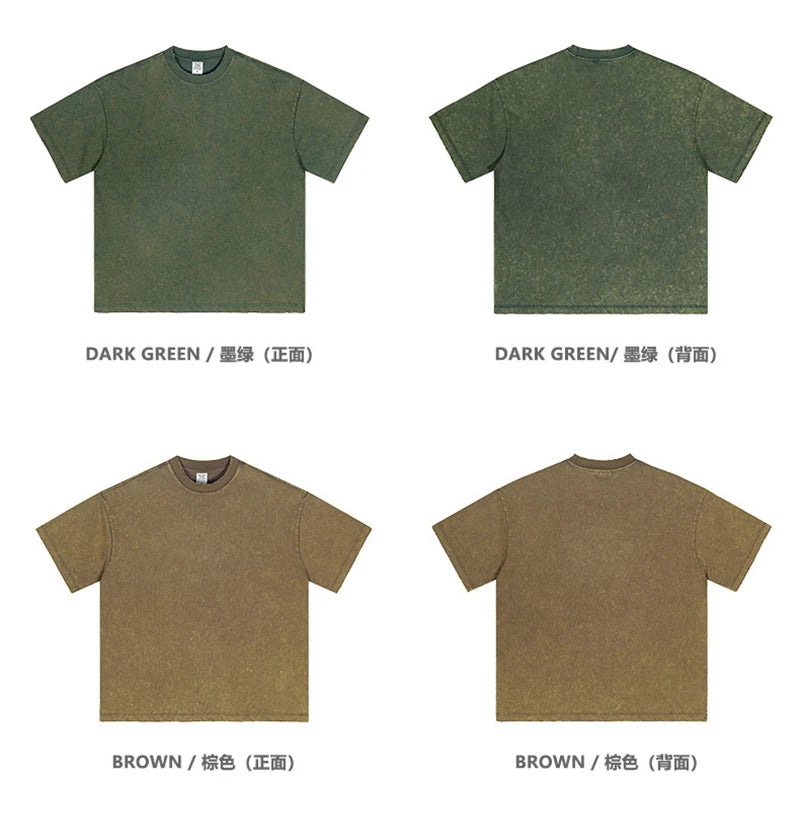 ZODF Vintage 2024 Summer Men Washed Solid 230gsm T-Shirts Unisex Ripped Breathable Quick Dry Cooling Feeling T Shirt Tees HY0801