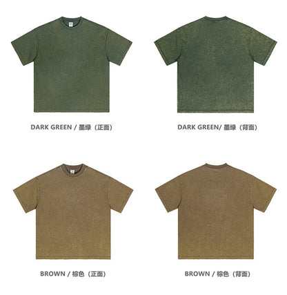 ZODF Vintage 2024 Summer Men Washed Solid 230gsm T-Shirts Unisex Ripped Breathable Quick Dry Cooling Feeling T Shirt Tees HY0801