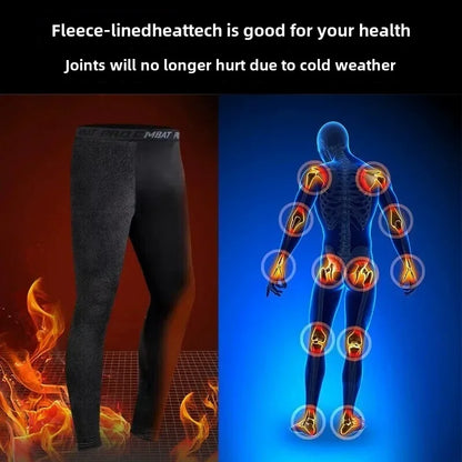 Men’s Winter Fleece-Lined Quick-Dry Warm-Up Sports Set for Running Cycling Fitness Training