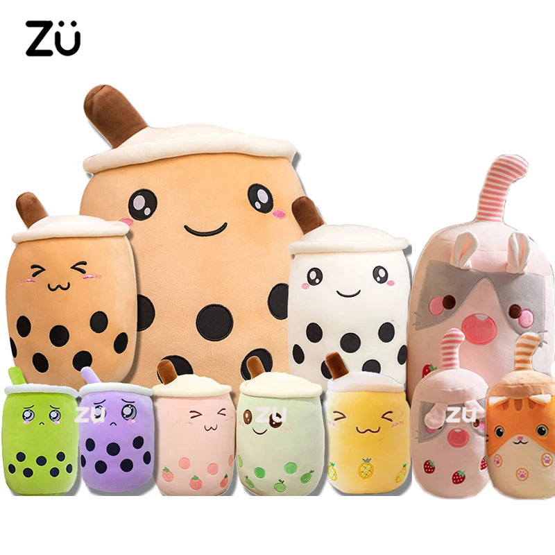 24/50cm Kawaii Family Milk Bubble Tea Cup Plush Toy Cute Animal Peluche Fruits Flavor Drink Shaped Hug Pillow Kids Home Decor