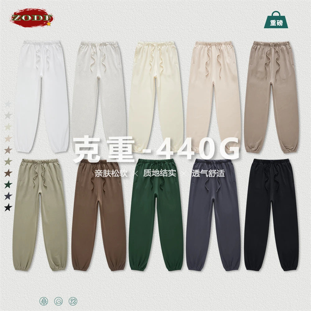 ZODF New Men Heavy Weight 440gsm Solid Sweatpants Unisex Loose Basic Casual Comfortable Sport Pants Joggers Streetwears HY0628