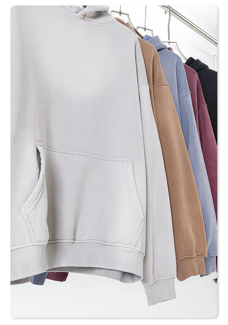 ZODF Autumn Winter Monkey Washed Fleece Hoodies For Men Unisex Basic 360gsm Warm Knitted Hooded Pullovers Coats HY0903