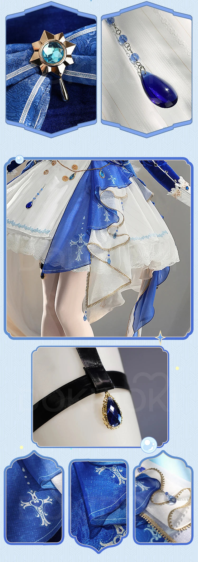 IN STOCK Focalors Furina Doujin Cosplay Costume Game Genshin Impact DokiDoki-SR Fontaine Hydro Focalors Women Waltz Dress Lolita