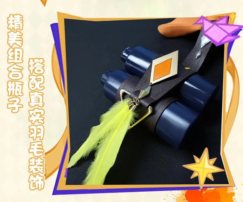 Genshin Impact Bennett Cosplay Costume Wig Uniform Adventures in Blazing Hue New Skin 3D Accessories Halloween Party Women Men