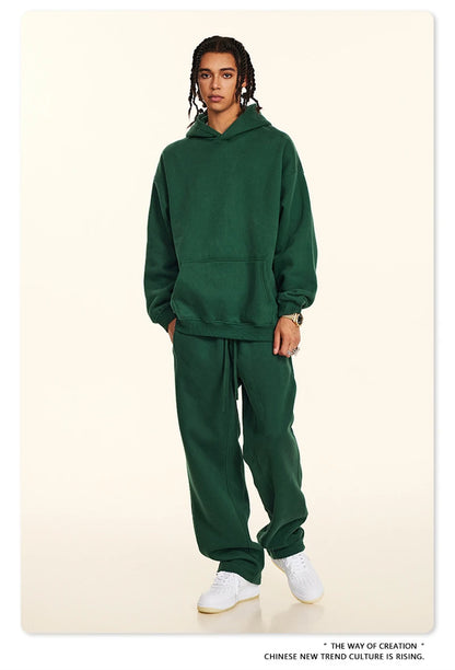 ZODF New 2024 Autumn Winter Men 345gsm Fleece Hoodies Unisex Women Relax Fit Warm Solid Hooded Pullovers Sweatshirts HY0863