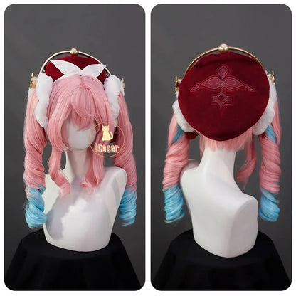 iCoser Honkai Star Rail Hyacine Cosplay Costume Wig Dress Uniform Hat Metal Props Amphoreus Halloween Party for Women Girls Set