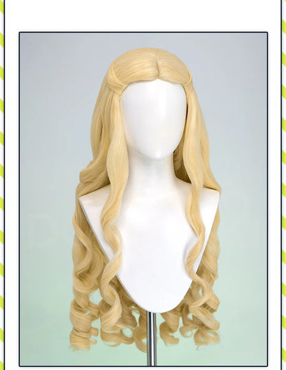 Women Princess Wig Anime DokiDoki Women Long 80cm Golden Curls Hair Christmas Princess Cosplay High Heat Resistant Free Cap Wig