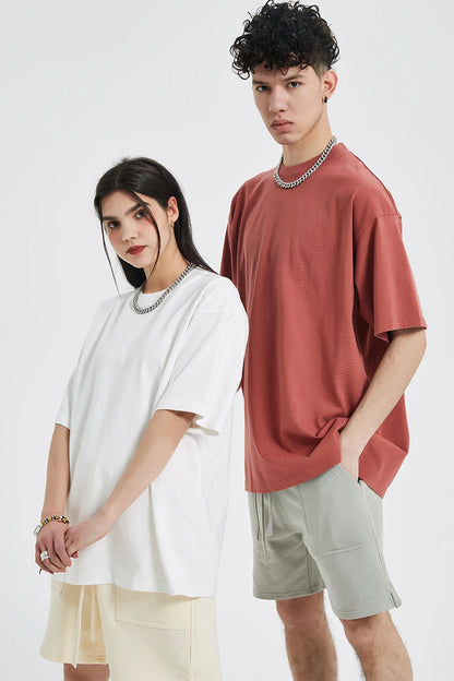 ZODF Fashion Spring Summer Washed Solid T Shirts For Men Loose Unisex 310gsm Cotton Heavy Weight T-Shirt Brand Tops HY0064