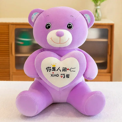 Soft Plush Doll for Children Girlfriend and Wife Heart Little Bear Stuffed Animal Bear Plush Toys Women Valentines Day Gift