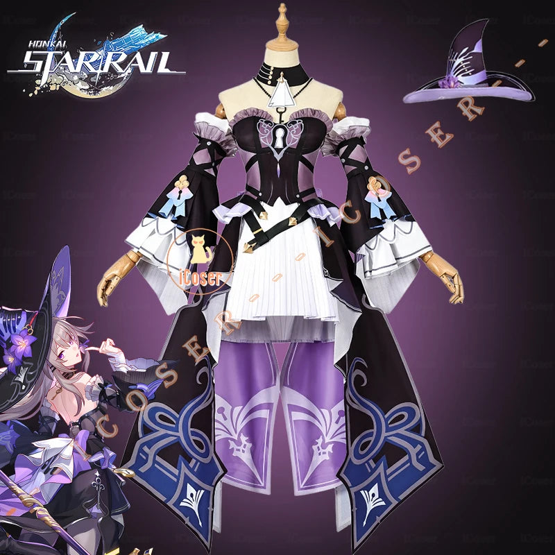 Honkai Star Rail The Herta Cosplay Costume Wig Dress Hat Uniform Headwear Necklace Halloween Party for Women Girls Carnival Prop