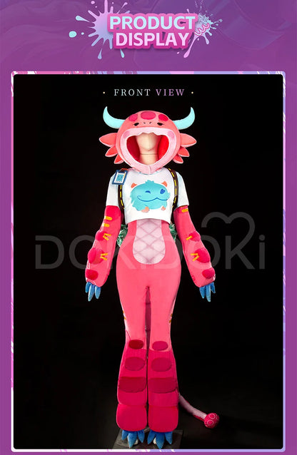Neekoo Cosplay Costume Game Cosplay DokiDoki-R Neekoo Skin Super Fan Cosplay Women Cute Red Plush Costume Tail