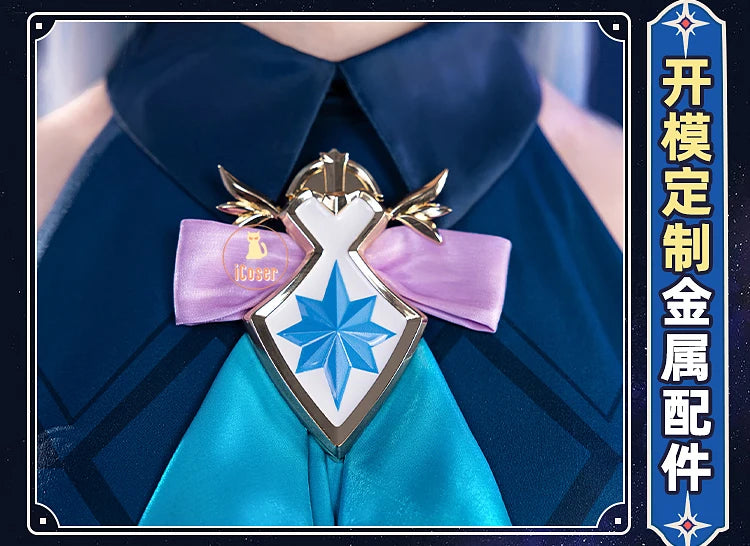Honkai Star Rail Cerydra Cosplay Costume Wig Dress Uniform Crown Headwear Festival Halloween Party for Women Girls Carnival Prop