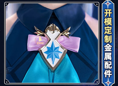 Honkai Star Rail Cerydra Cosplay Costume Wig Dress Uniform Crown Headwear Festival Halloween Party for Women Girls Carnival Prop