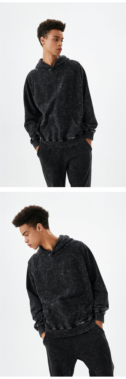 ZODF New Autumn Winter Batik Washed Cotton Sweatpants For Men Unisex Distressed Patchwork Loose 420gsm Sport Jogger Pants HY0724