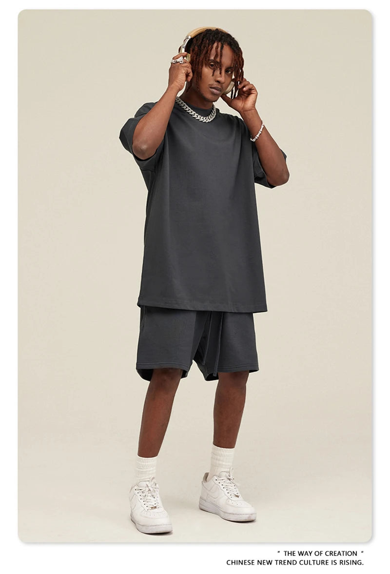 ZODF New 2025 Heavy Weight 305gsm Solid Cotton T Shirts For Men Unisex Summer Oversized Noshrink Basic T-Shirt Brand Tops HY0475