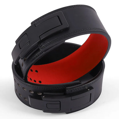 Weightlifting Belt Cowhide Leather Lever Buckle Waist Support for Powerlifting Squat Deadlift Gym Training