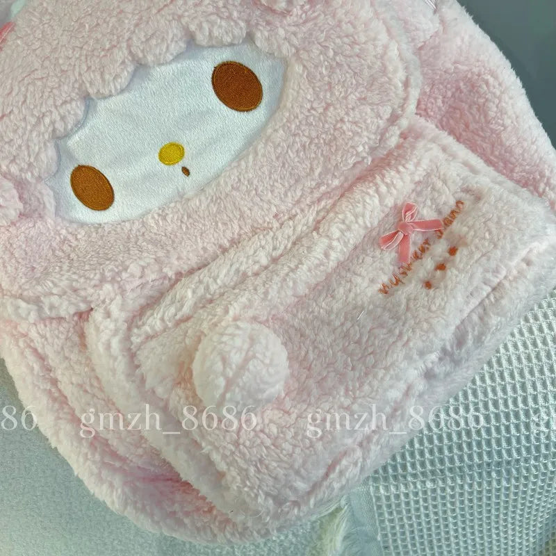 Sanrio Cartoon Backpack For Girl Women My Melody Sweet Piano Lovely Schoolbag Japanese Style Casual Large Capacity Plush Bag