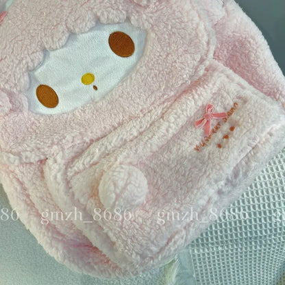 Sanrio Cartoon Backpack For Girl Women My Melody Sweet Piano Lovely Schoolbag Japanese Style Casual Large Capacity Plush Bag