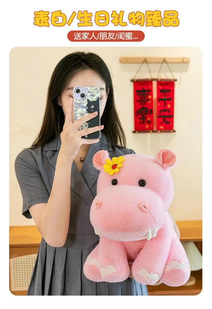 New 55cm Large Size Hippo Plush Toy Fluffty Kawaii Plushie Doll Simulation Hippo Doll Anime Cute Stuffed Animals Soft Plush Gift