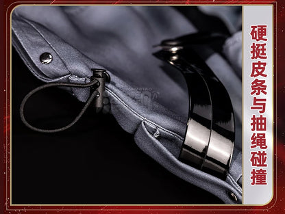 Wuthering Waves Chisa Cosplay Costume Wig Jacket Uniform Headwear Rings Sticker Halloween Party for Women Girls Carnival Props