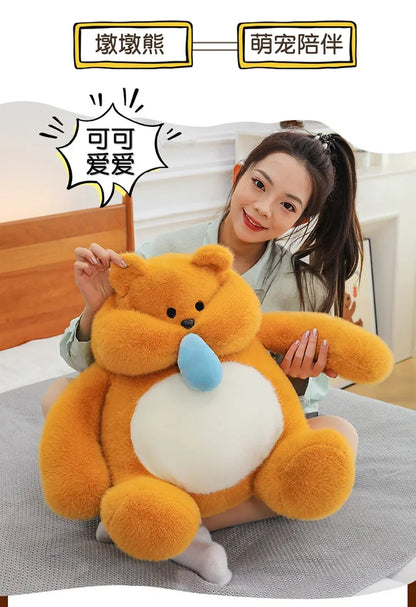 35-45cm Cute Muscle Bear Snot Bear Doll Sitting Posture Pull String Animals Stuffed Toy Soft 24CM Plush Bear Doll Kids Kawaii