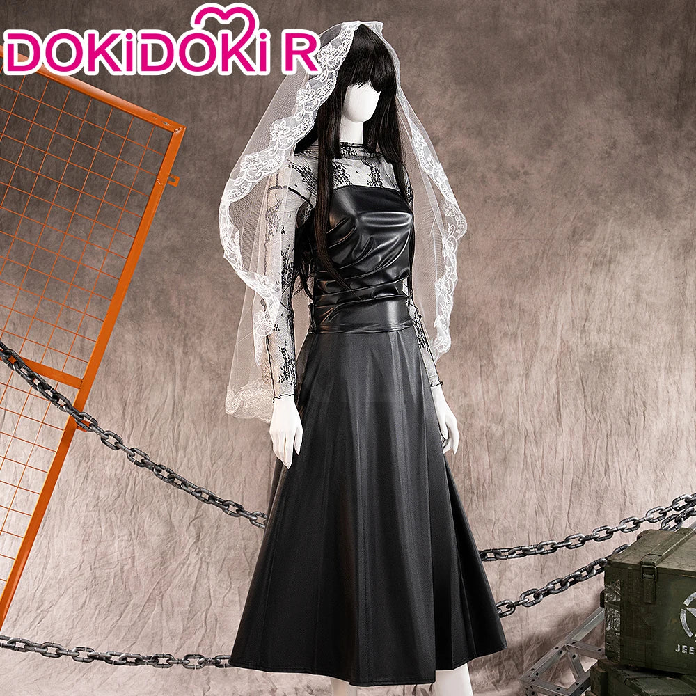 Osaragi Cosplay Custome Anime DokiDoki-R Women Black Long Dress Costume Ms.Osaragi Cosplay Headdress