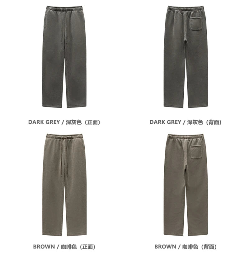 ZODF Retro 2025 Winter Washed Fleece Straight Pants For Men Unisex Loose 360gsm Knitted Warm Soft Trousers Brand Clothes HY0869