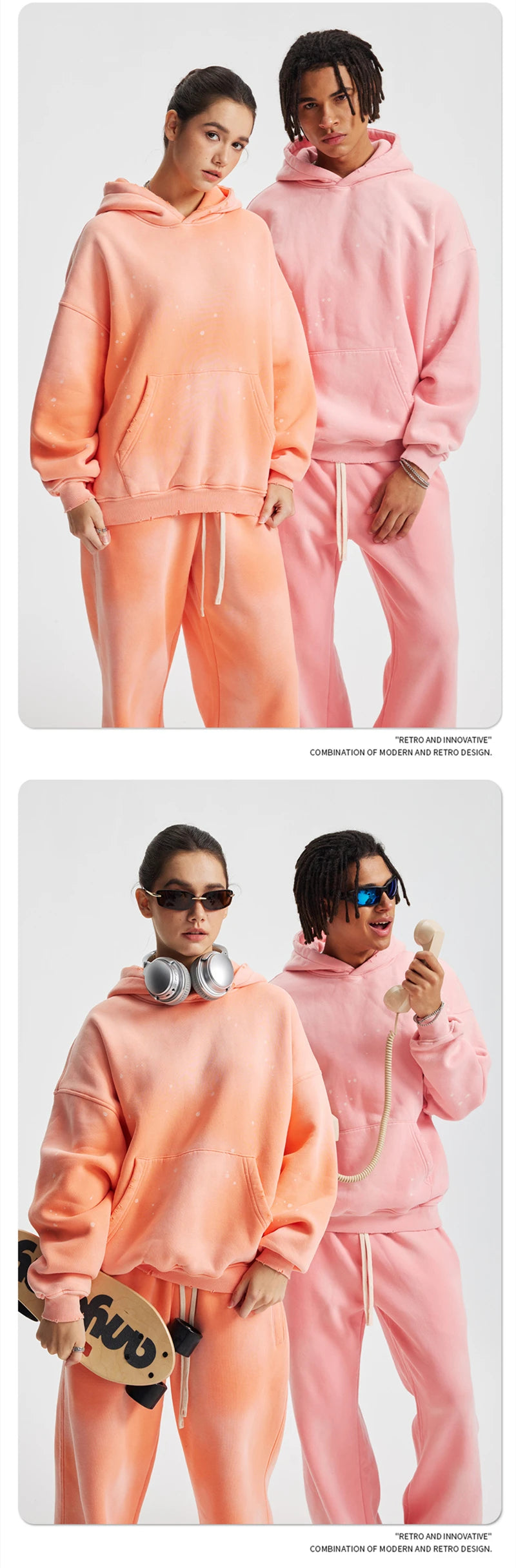 ZODF Trendy Men Washed 360gsm Fleece Hoodies Unisex Oversized Warm Paint Distressed Hooded Pullovers Winter Coat HY0947