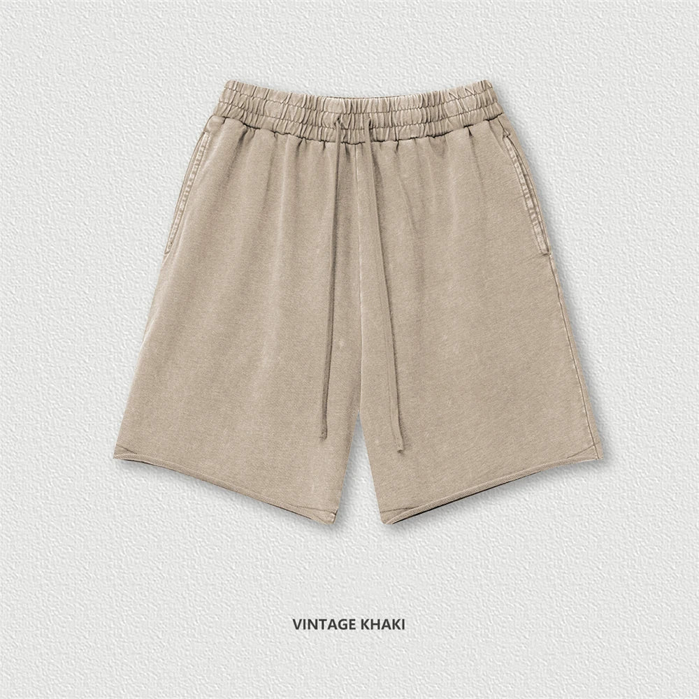 ZODF New 2025 Men Summer Loose Edge Washed Cotton Shorts Unisex Retro High Street Distressed 330gsm Shorts Brand Clothes HY1056