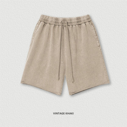 ZODF New 2025 Men Summer Loose Edge Washed Cotton Shorts Unisex Retro High Street Distressed 330gsm Shorts Brand Clothes HY1056