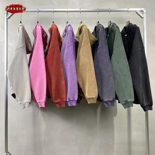 ZODF New Winter Men Batik Washed Zipper Hoodies Women Unisex Loose Thick Warm 360gsm Fleece Hooded Coat Sweatpants Set HY0713