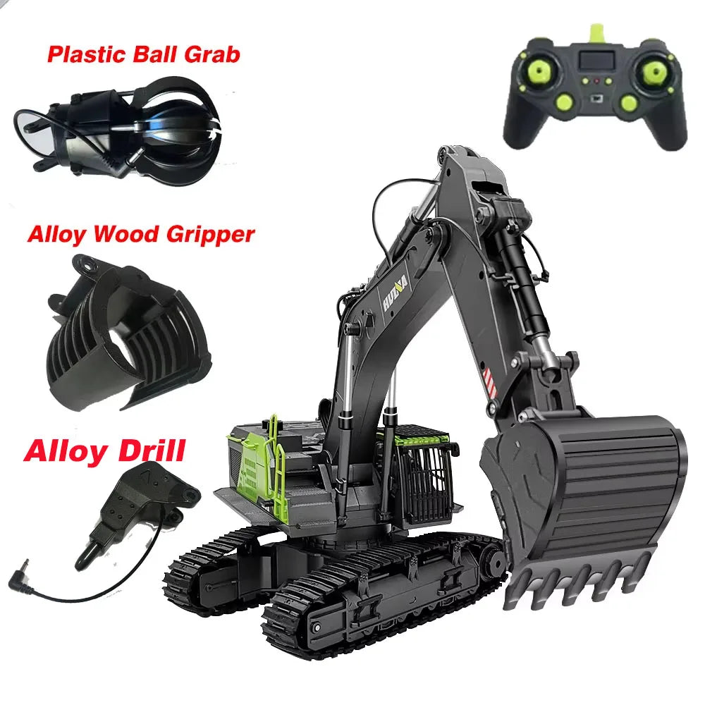 1/14 Huina 1593 582 RC Excavator Dumper Truck Crawler Alloy Tractor Loader 2.4G Radio Control Engineering Toy for Boys