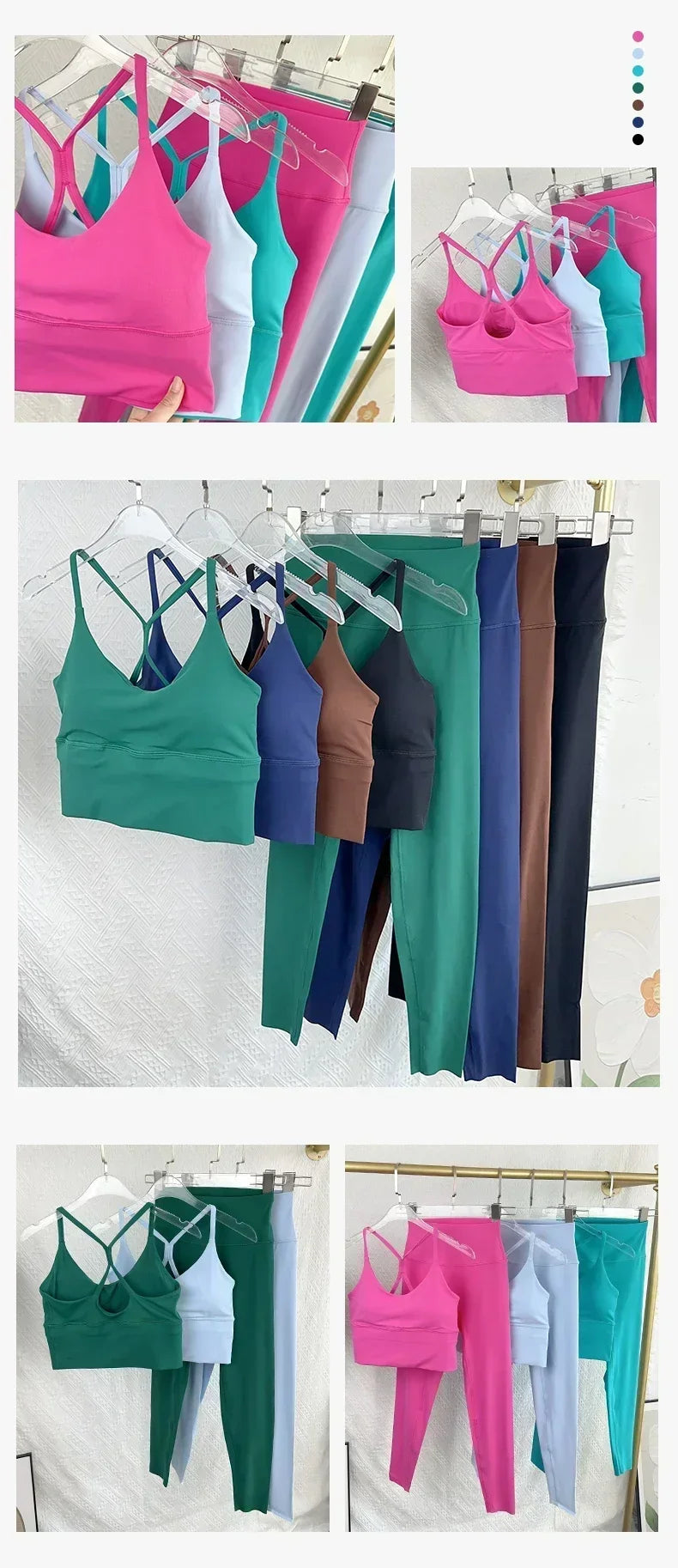2 Piece Yoga Set Sportswear Fitness Suit with Sexy Cross Back Top and High Waist Elastic Leggings for Running Workout
