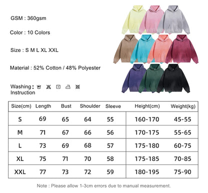 ZODF Trendy Men Washed 360gsm Fleece Hoodies Unisex Oversized Warm Paint Distressed Hooded Pullovers Winter Coat HY0947