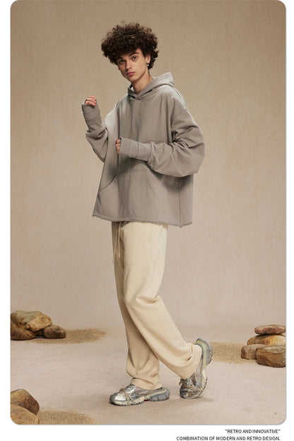 ZODF New Autumn Men Heavyweight 450gsm Hoodie Unisex Loose Ninja Sleeve 100% Cotton Hooded Pullovers Winter Coat HY0927