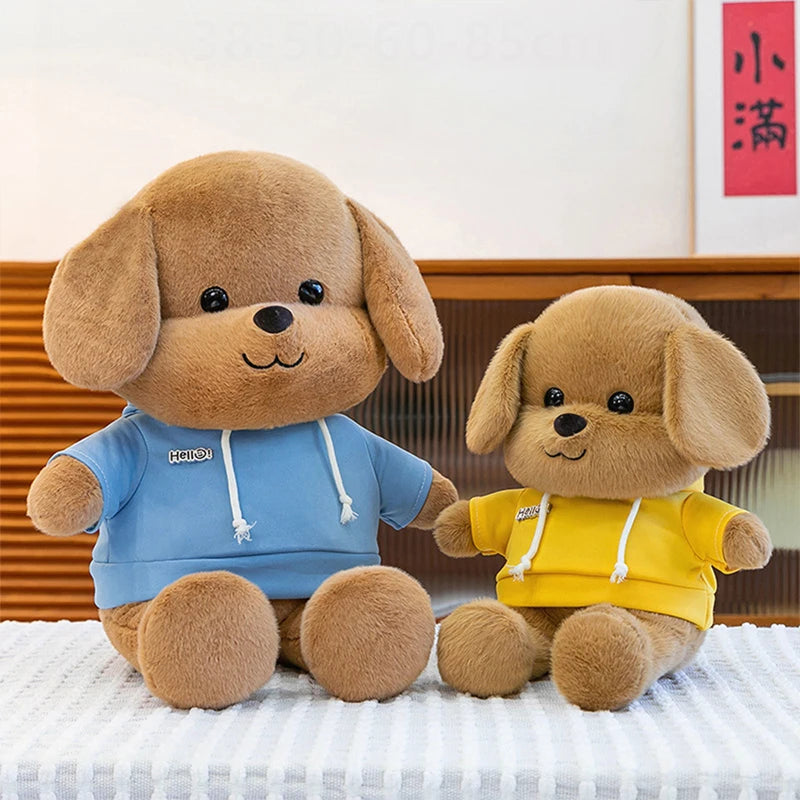 Kawaii Plush Dog Stuffed Animal Toy Hoodie Puppy Doll for Girls Soft Comforter Kids Birthday Christmas Gift Living Room Decor