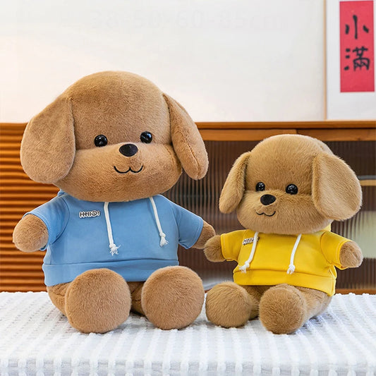Kawaii Plush Dog Stuffed Animal Toy Hoodie Puppy Doll for Girls Soft Comforter Kids Birthday Christmas Gift Living Room Decor