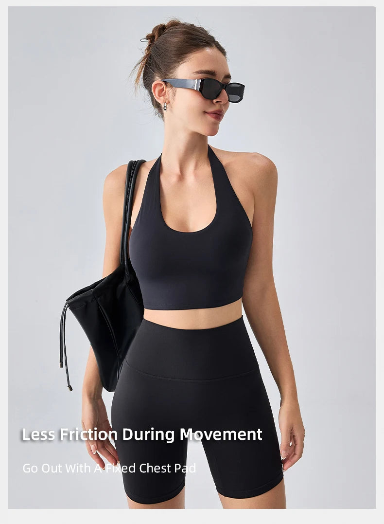 Sexy Sports Bra for Women Halter Yoga Tank Top Seamless Shockproof Push Up Fitness Gym Workout Fast Dry Underwear