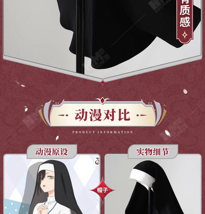Anime My Dress-Up Darling Marin Kitagawa Cosplay Costume Nun Dress Uniform Hat Necklace Season 2 Halloween Party for Women Girls
