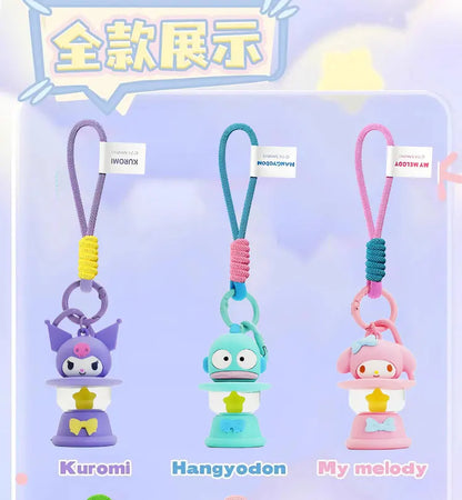 Original Sanrio Keychain Creative Hello Kitty Night Light Keyring Cinnamoroll My Melody Kuromi Key Chain Schoolbag Pendant Gifts