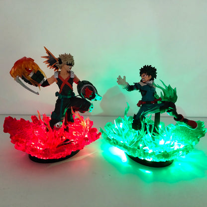 Anime Figure My Hero Academia Midoriya Izuku Bakugou Katsuki DEKU Toy PVC Model Collection DIY Effection Led Light Action Figure